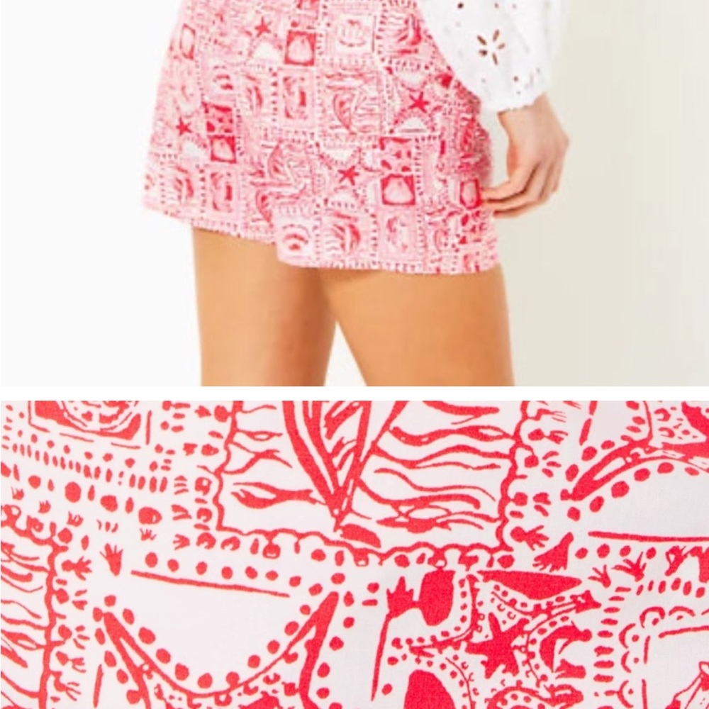 Lilly Pulitzer Gretchen Shorts “Mizener Red Seaside Harbor.” NWOT.